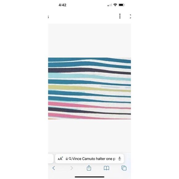 Vince Camuto Sz 8 Standard Tie Front Halter One Piece Multicolor Striped - Picture 6 of 12